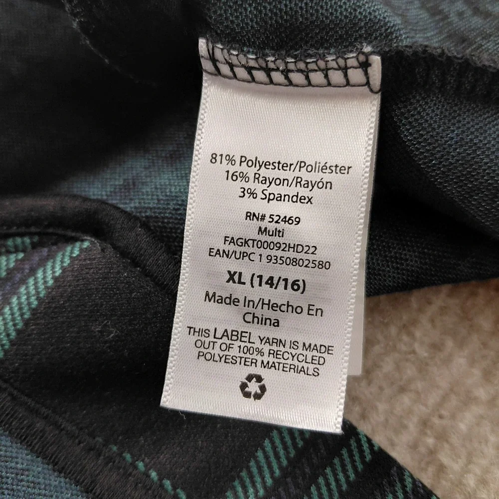 Free Assembly Long Plaid Blazer Youth Girls XL 14/16 Green Blue Black Preppy